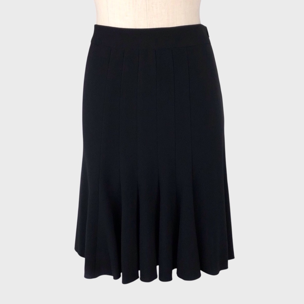 KLD Signature Black Flared Midi Skirt